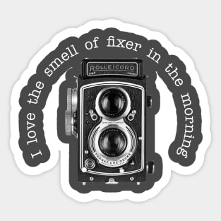 Retro Camera - Fixer Joke - White Text Sticker